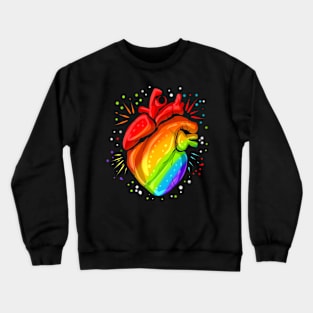 Colorful Real Heart LGBTQ GAY Lesbian Pride Month Crewneck Sweatshirt